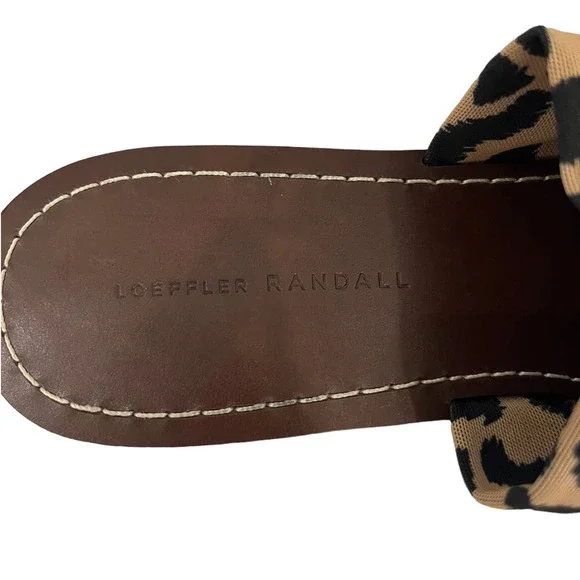 Loeffler Randall Daria Stretch Square Toe Slides In Leopard Dark Brown Size 10 - Picture 11 of 13